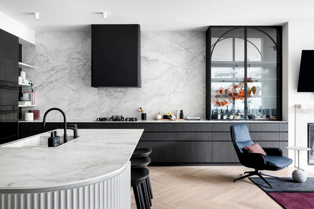 Balmerino, Mount Eliza. Kitchen and butler’s pantry, lighting on one scene.