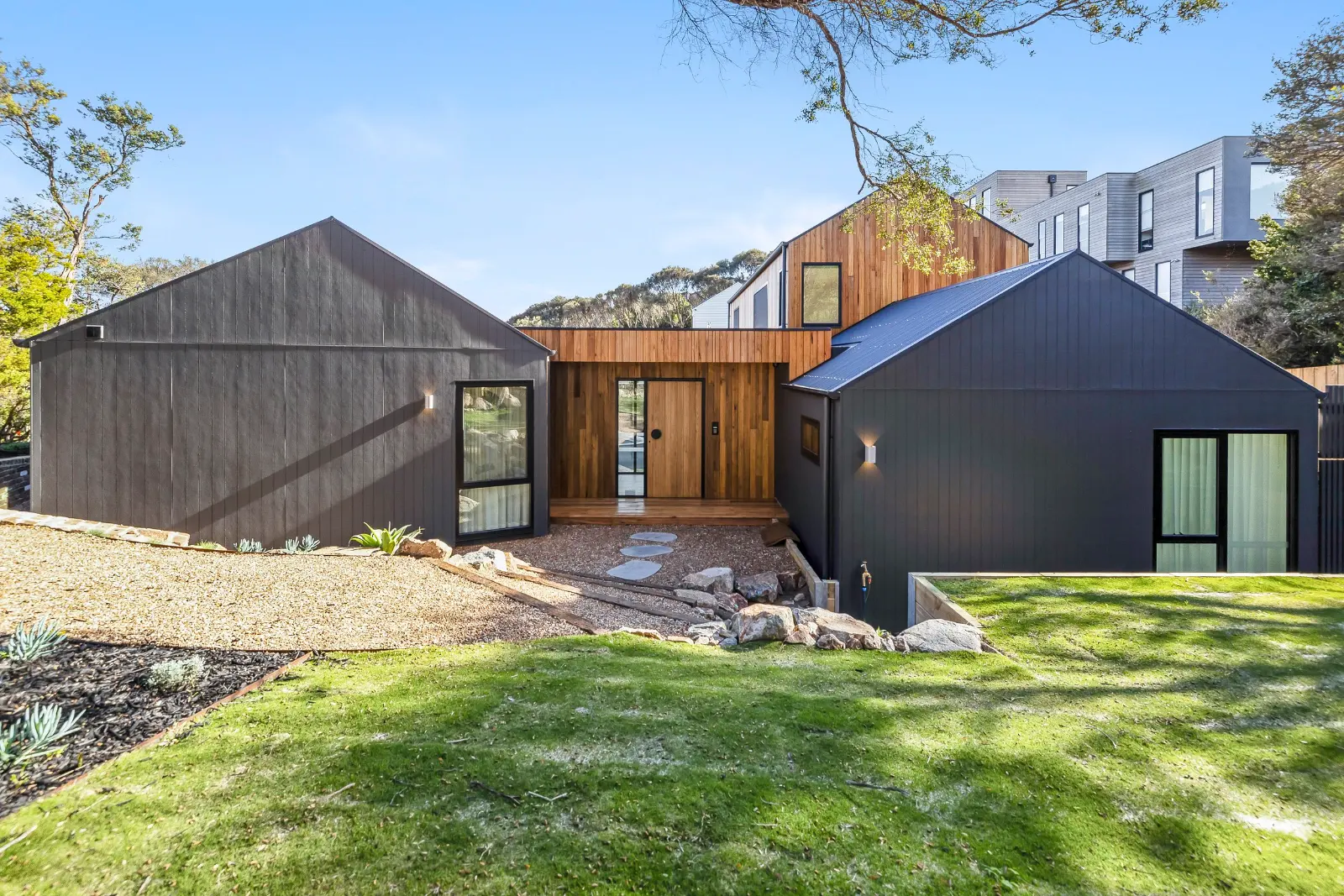 Stringer Road, Blairgowrie. The pavilions from the garden.